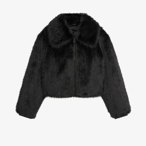 BRAND NEW, WITH TAGS- The Frankie Shop- Hope Faux Fur Jacket (Black, Size Small)